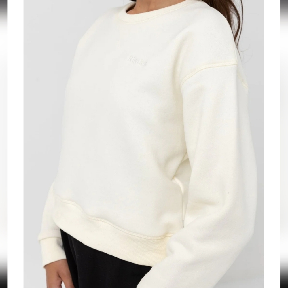 White Rhythm Cropped Boxy Crewneck  Sweatshirt